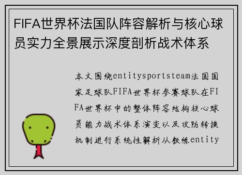 FIFA世界杯法国队阵容解析与核心球员实力全景展示深度剖析战术体系
